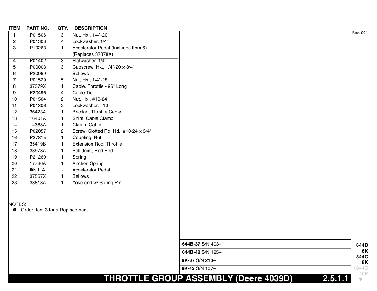 Throttle group assembly (deere 4039d) 2.5.1.1, Throttle group assembly (deere 4039d) | Lull 644B Parts Manual User Manual | Page 151 / 792