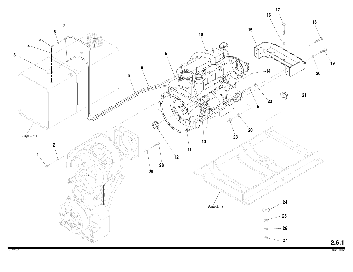 Engine mounting & fuel lines | Lull 644B Parts Manual User Manual | Page 152 / 792