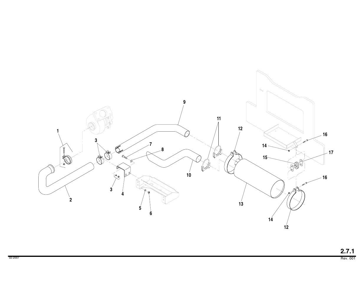 Exhaust assembly | Lull 644B Parts Manual User Manual | Page 154 / 792