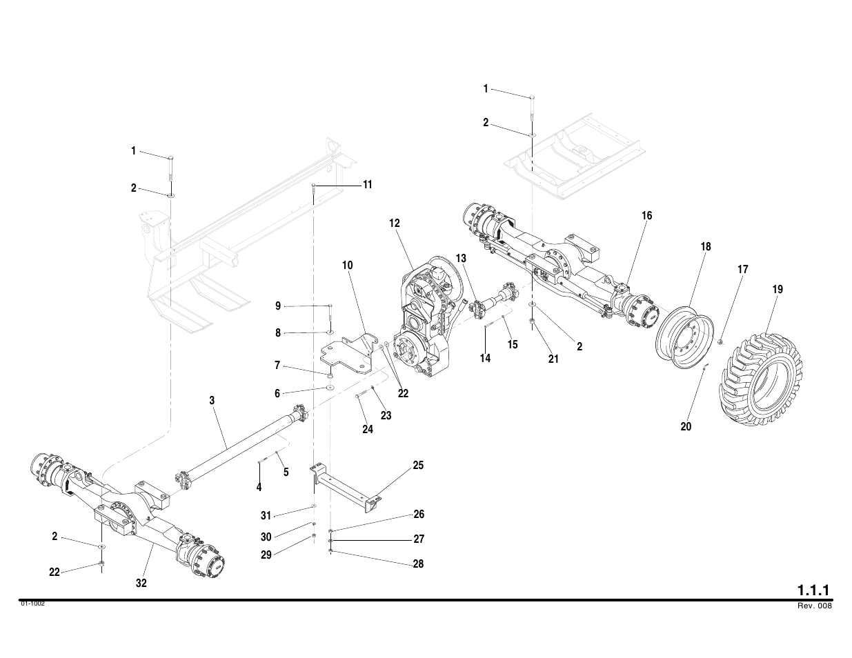 Drive train group assembly | Lull 644B Parts Manual User Manual | Page 16 / 792