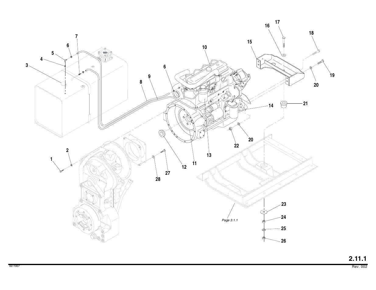 Engine mounting & fuel lines | Lull 644B Parts Manual User Manual | Page 164 / 792