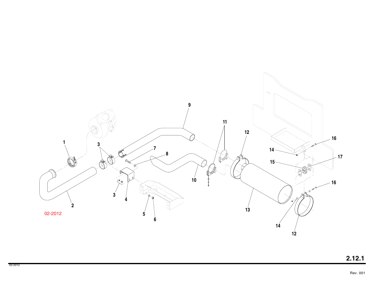 Exhaust assembly | Lull 644B Parts Manual User Manual | Page 166 / 792