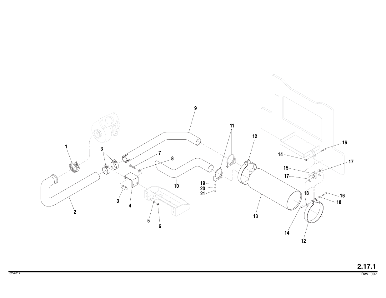 Exhaust assembly | Lull 644B Parts Manual User Manual | Page 176 / 792