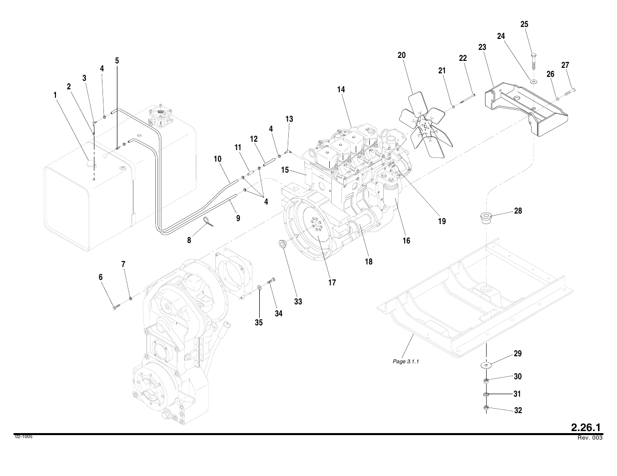 Engine mounting & fuel lines | Lull 644B Parts Manual User Manual | Page 196 / 792