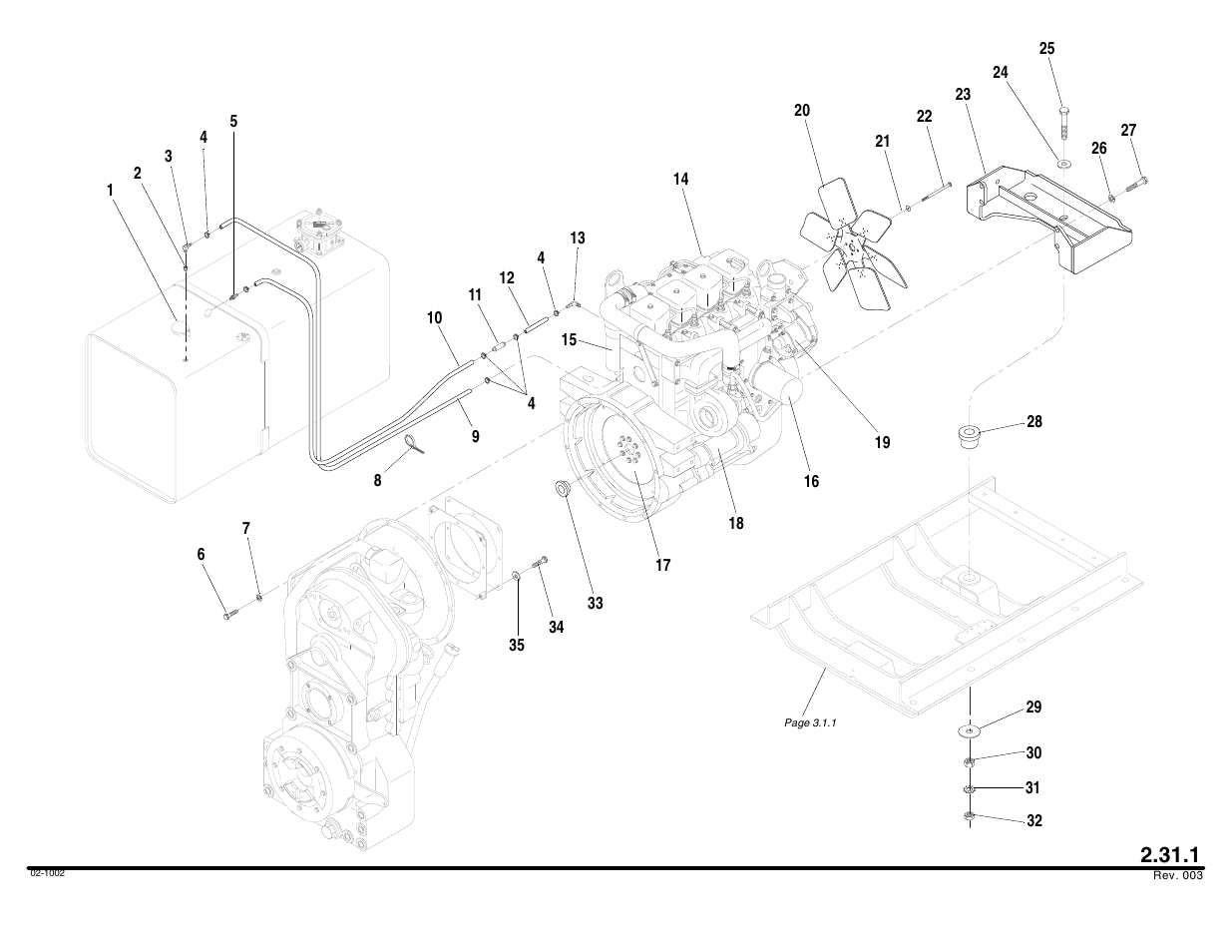 Engine mounting & fuel lines | Lull 644B Parts Manual User Manual | Page 212 / 792