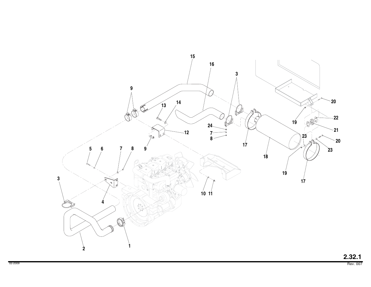 Exhaust assembly | Lull 644B Parts Manual User Manual | Page 216 / 792