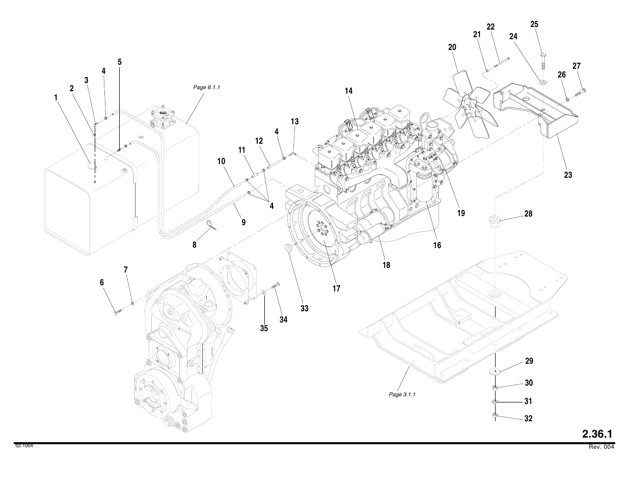 Engine mounting & fuel lines | Lull 644B Parts Manual User Manual | Page 232 / 792