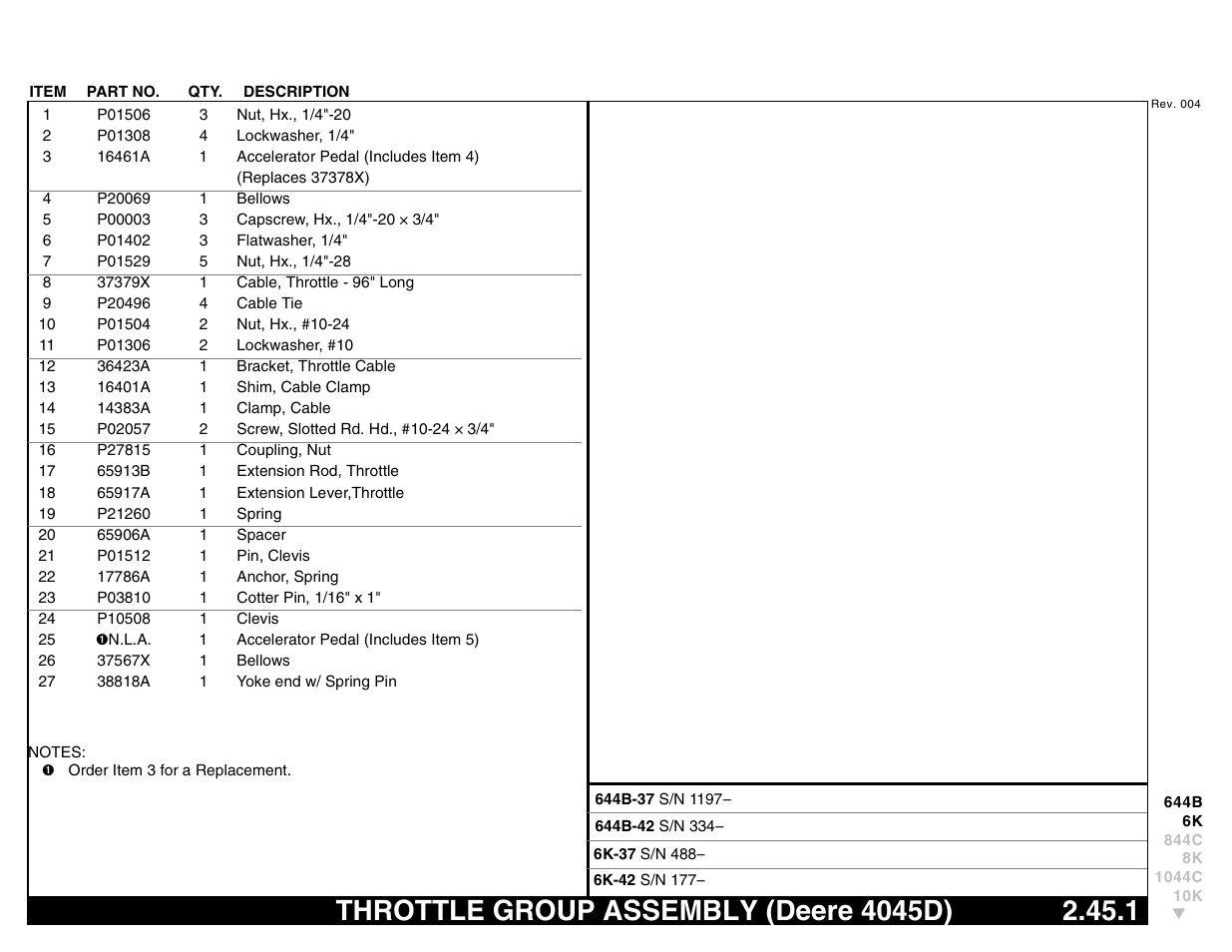 Throttle group assembly (deere 4045d) 2.45.1, Throttle group assembly (deere 4045d) | Lull 644B Parts Manual User Manual | Page 253 / 792