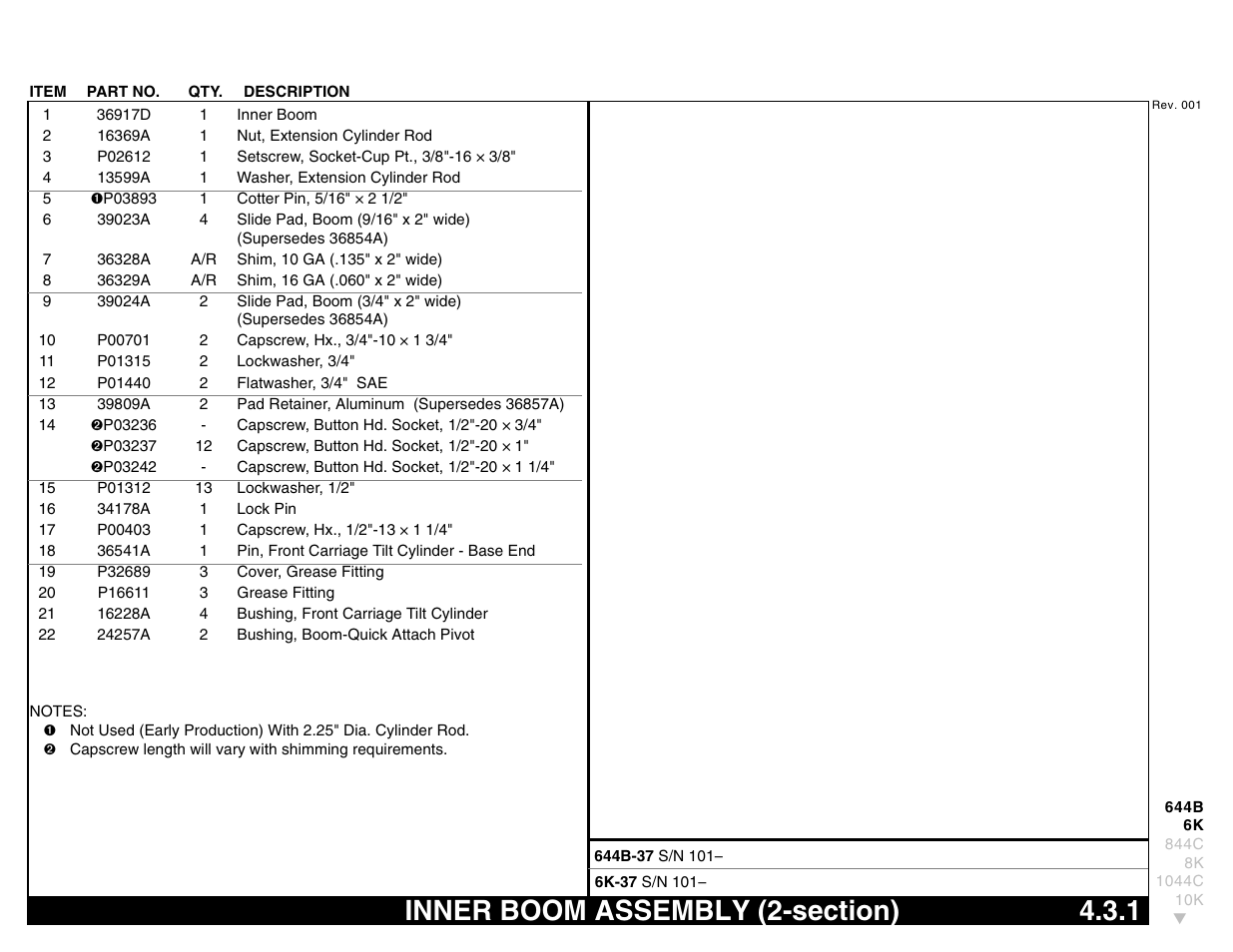 Inner boom assembly (2-section) 4.3.1, Inner boom assembly (2-section) | Lull 644B Parts Manual User Manual | Page 297 / 792