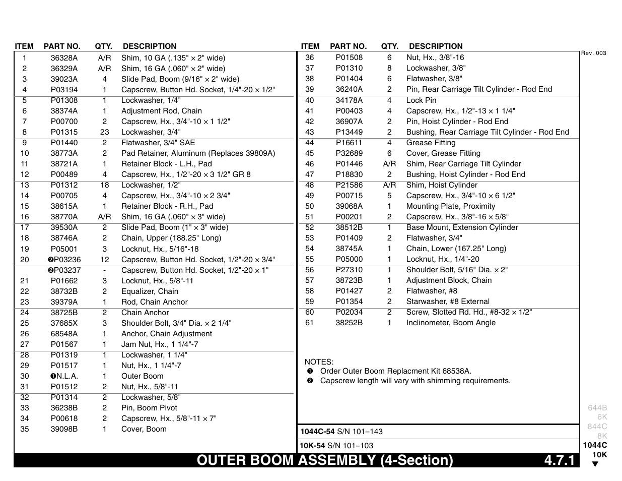 Outer boom assembly (4-section) 4.7.1, Outer boom assembly (4-section) | Lull 644B Parts Manual User Manual | Page 323 / 792