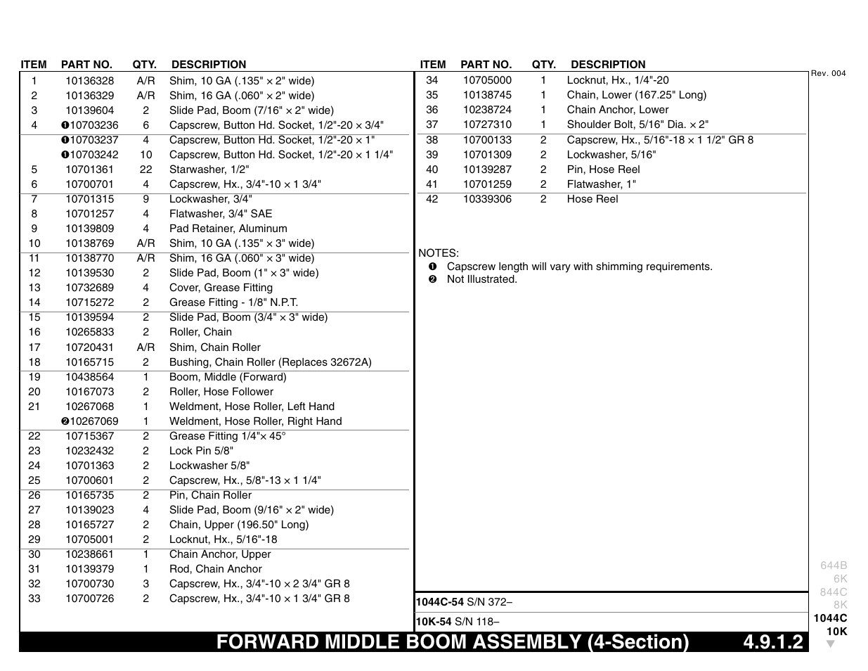 Forward middle boom assembly (4-section) 4.9.1.2, Forward middle boom assembly (4-section) | Lull 644B Parts Manual User Manual | Page 339 / 792