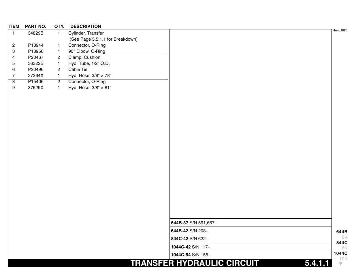 Transfer hydraulic circuit 5.4.1.1, Transfer hydraulic circuit | Lull 644B Parts Manual User Manual | Page 379 / 792