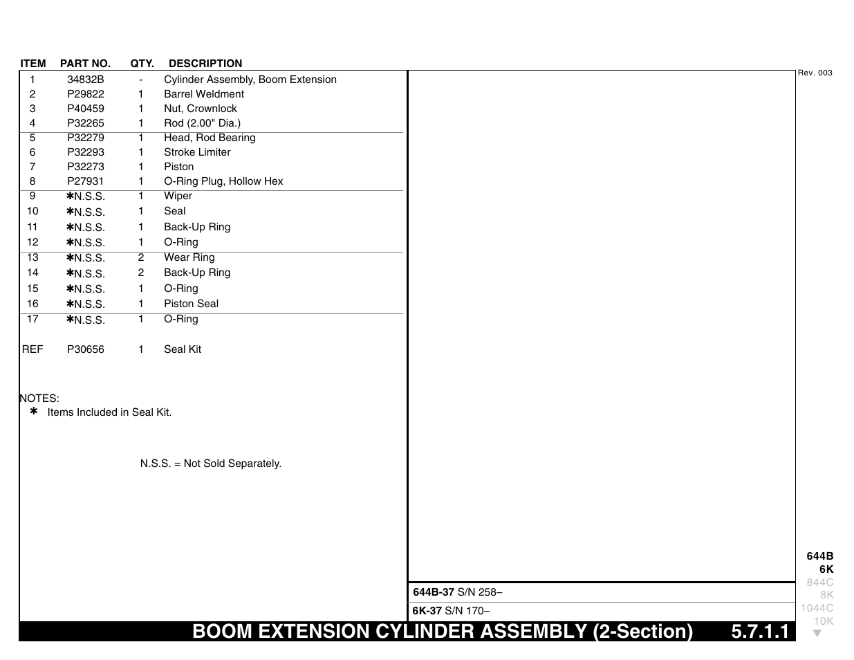 Boom extension cylinder assembly (2-section) | Lull 644B Parts Manual User Manual | Page 395 / 792