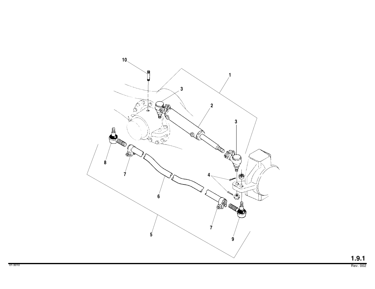 Tie rod & steer cylinder mounting assembly | Lull 644B Parts Manual User Manual | Page 44 / 792