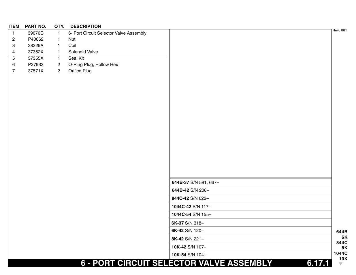 6 - port circuit selector valve assembly 6.17.1, 6 - port circuit selector valve assembly | Lull 644B Parts Manual User Manual | Page 481 / 792