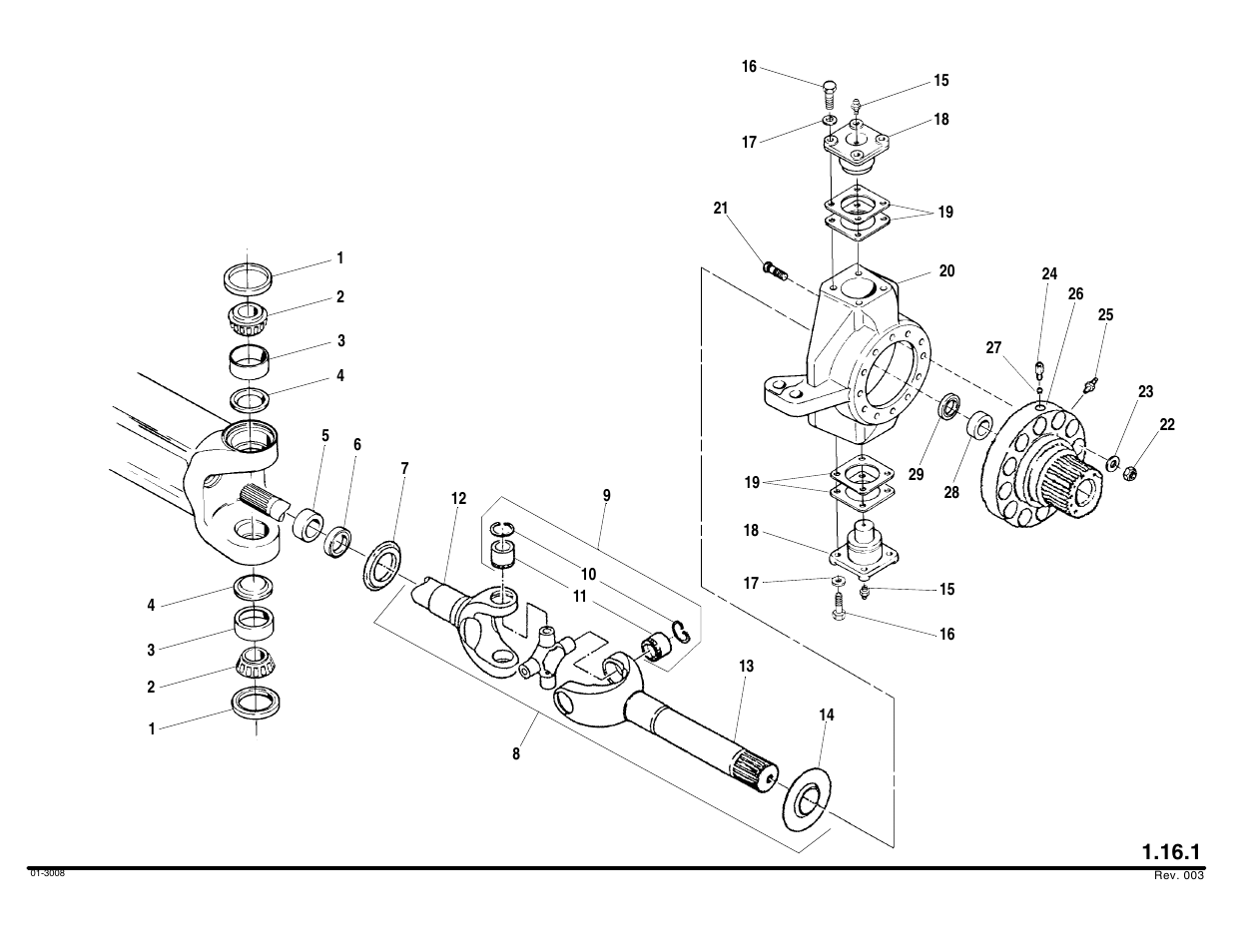 Steer axle shafts & knuckle assembly | Lull 644B Parts Manual User Manual | Page 54 / 792