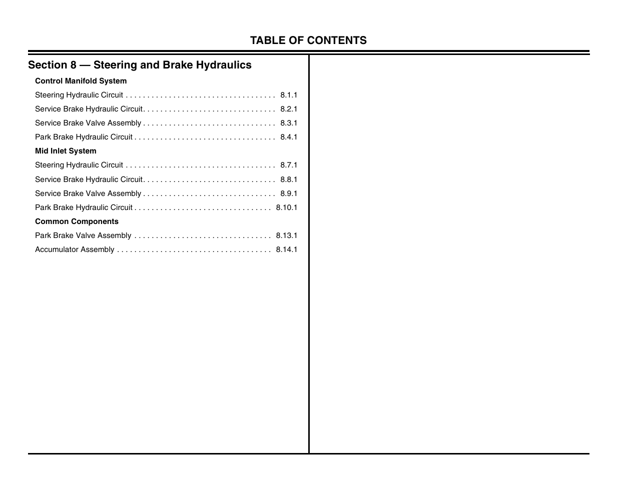 Section 8 steering & brake hydraulics, Section 8 — steering and brake hydraulics | Lull 644B Parts Manual User Manual | Page 597 / 792