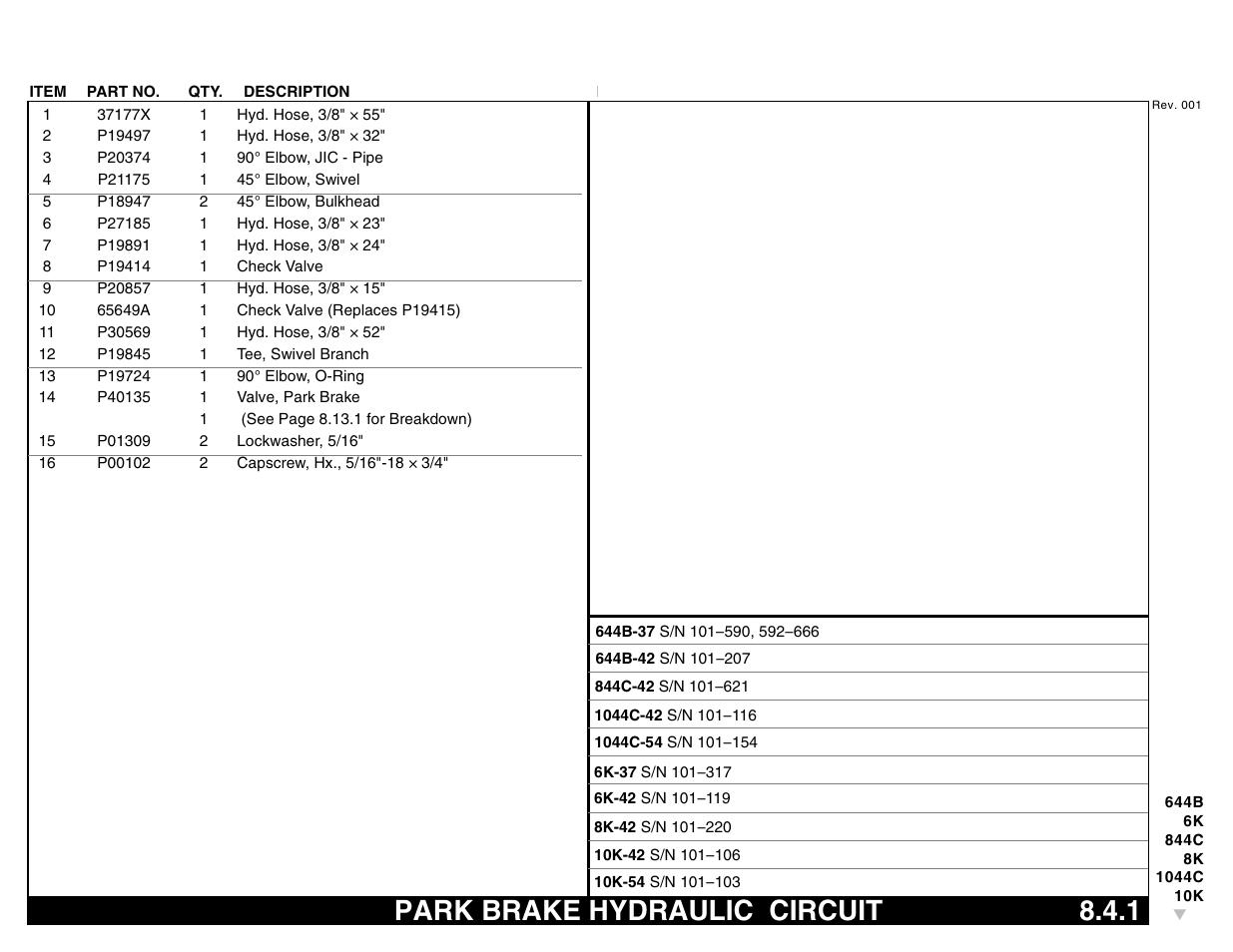 Park brake hydraulic circuit 8.4.1, Park brake hydraulic circuit | Lull 644B Parts Manual User Manual | Page 605 / 792