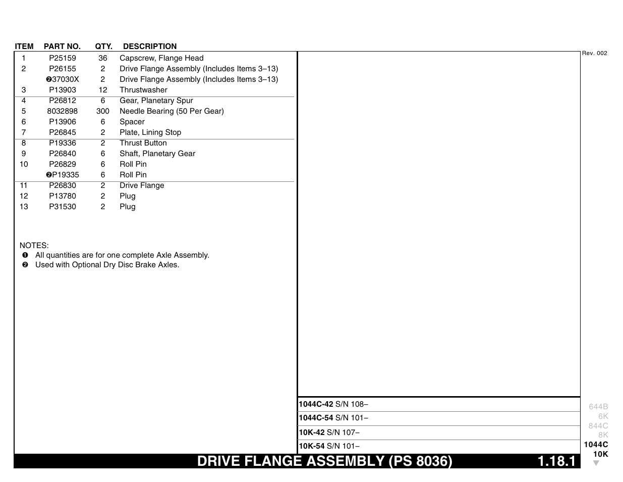 Drive flange assembly (ps 8036) 1.18.1, Drive flange assembly (ps 8036) | Lull 644B Parts Manual User Manual | Page 61 / 792
