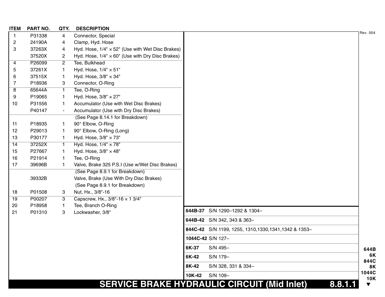 Service brake hydraulic circuit (mid inlet) | Lull 644B Parts Manual User Manual | Page 611 / 792