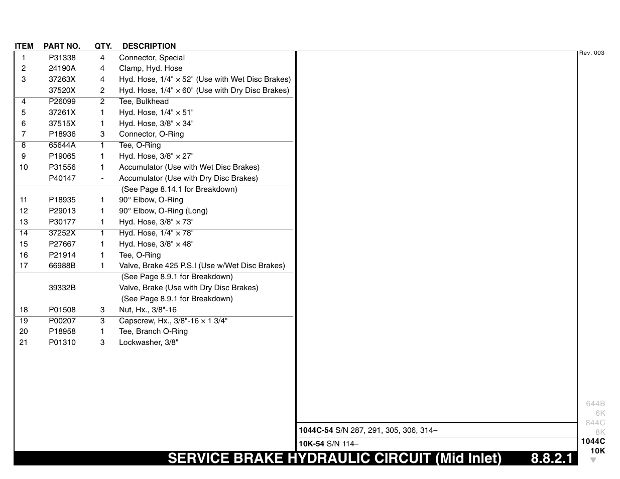 Service brake hydraulic circuit (mid inlet) | Lull 644B Parts Manual User Manual | Page 615 / 792