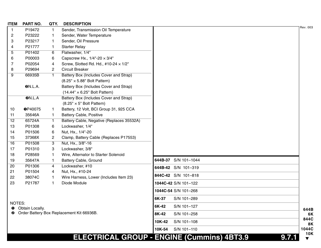 Electrical group - engine (cummins) 4bt3.9 9.7.1, Electrical group - engine (cummins) 4bt3.9 | Lull 644B Parts Manual User Manual | Page 665 / 792