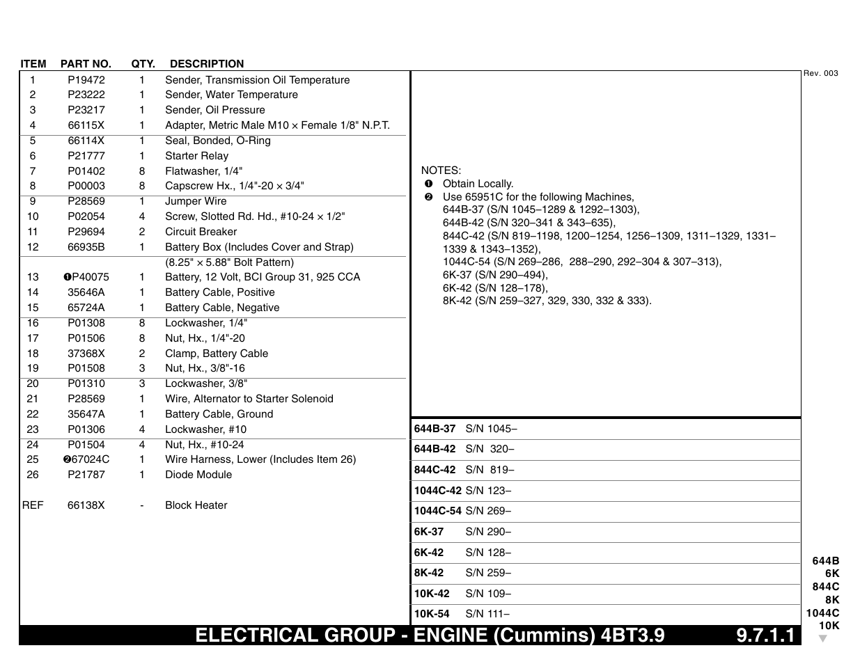 Electrical group - engine (cummins) 4bt3.9 9.7.1.1, Electrical group - engine (cummins) 4bt3.9 | Lull 644B Parts Manual User Manual | Page 667 / 792