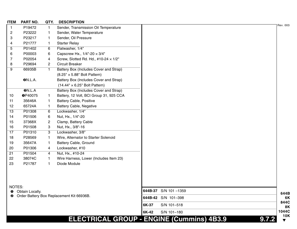 Electrical group - engine (cummins) 4b3.9 9.7.2, Electrical group - engine (cummins) 4b3.9 | Lull 644B Parts Manual User Manual | Page 669 / 792