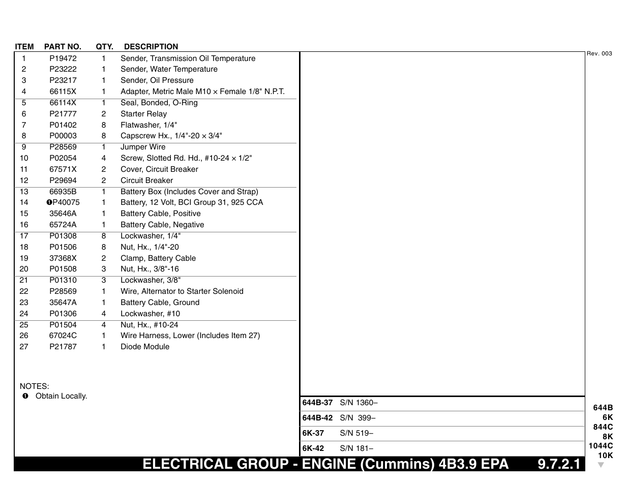 Electrical group - engine (cummins) 4b3.9 epa | Lull 644B Parts Manual User Manual | Page 671 / 792