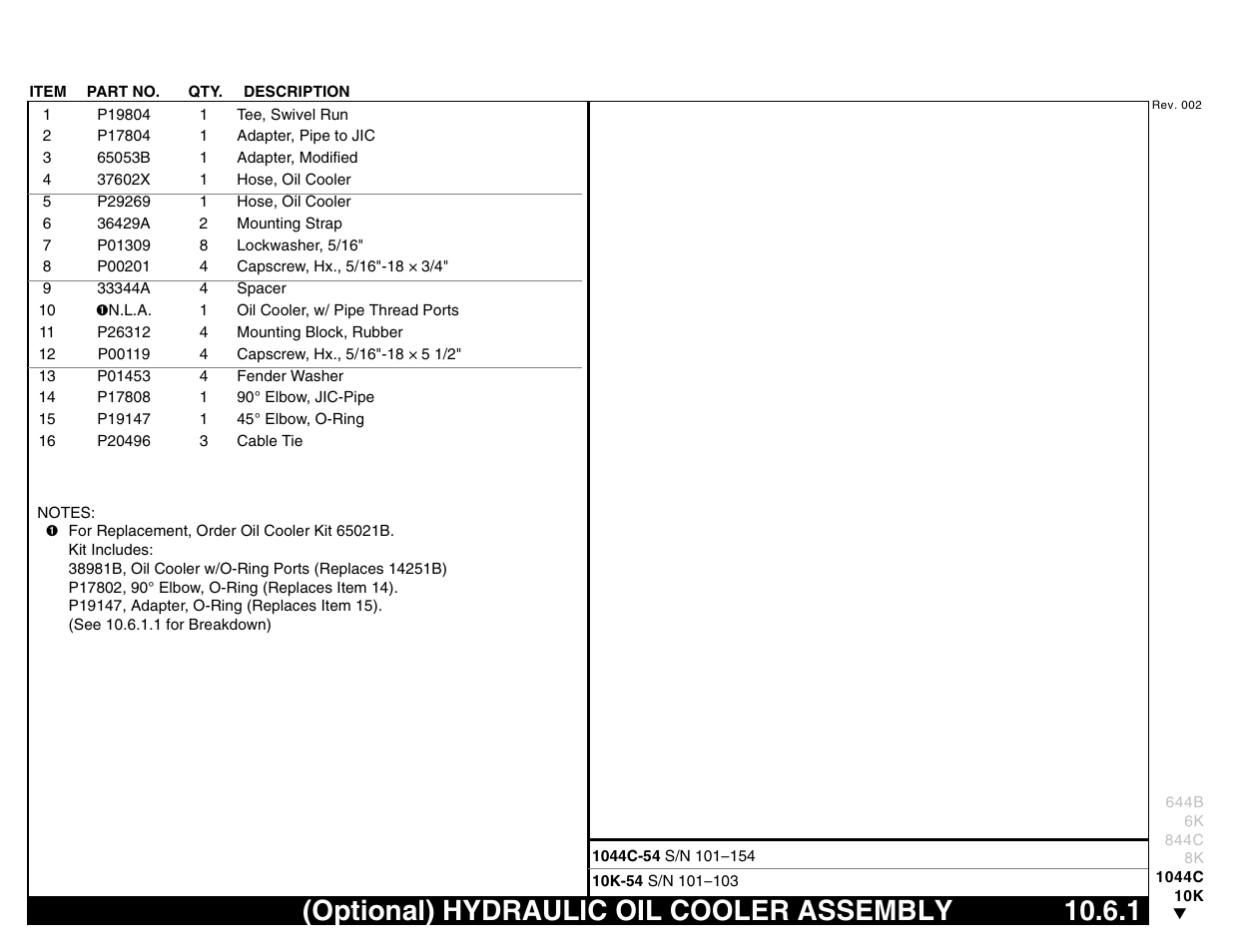 Optional) hydraulic oil cooler assembly 10.6.1, Optional) hydraulic oil cooler assembly | Lull 644B Parts Manual User Manual | Page 683 / 792