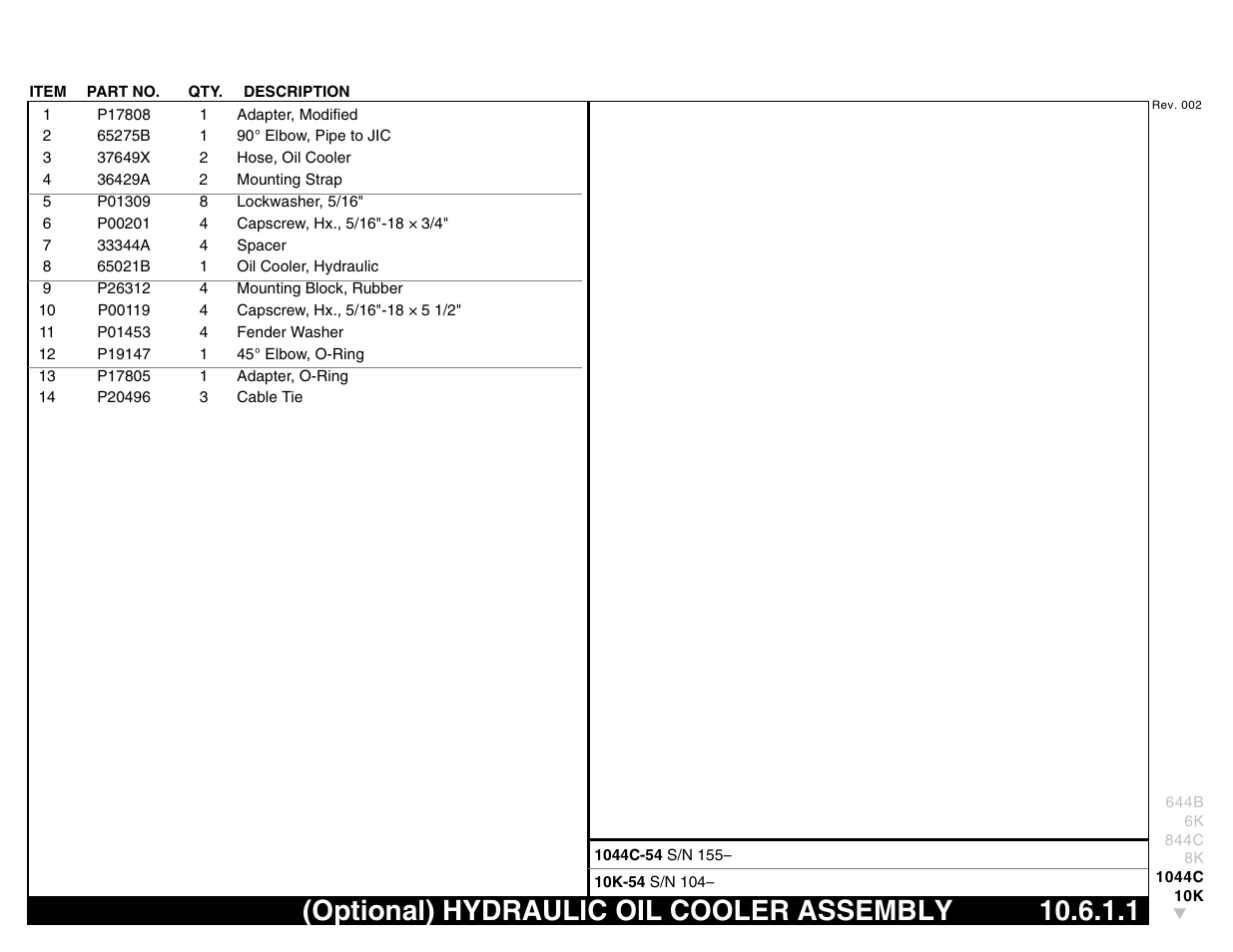 Optional) hydraulic oil cooler assembly 10.6.1.1, Optional) hydraulic oil cooler assembly | Lull 644B Parts Manual User Manual | Page 685 / 792