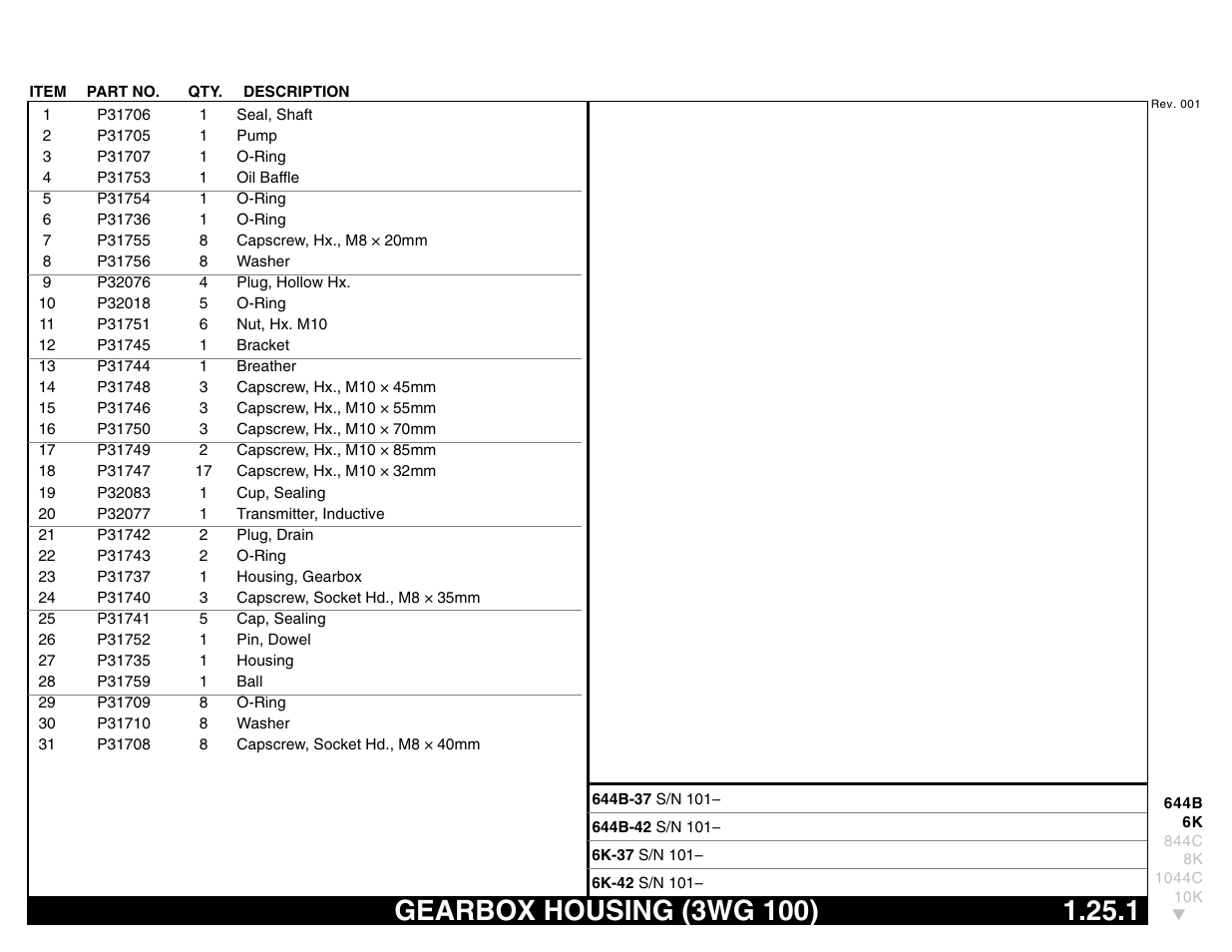 Gearbox housing (3wg 100) 1.25.1, Gearbox housing (3wg 100) | Lull 644B Parts Manual User Manual | Page 69 / 792