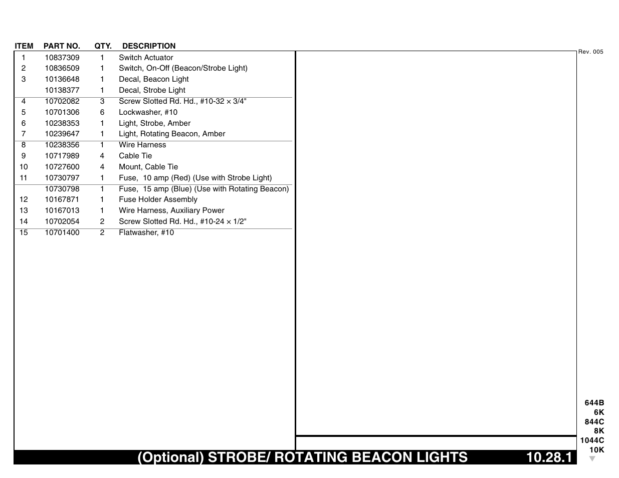 Optional) strobe/ rotating beacon lights 10.28.1, Optional) strobe/ rotating beacon lights | Lull 644B Parts Manual User Manual | Page 721 / 792
