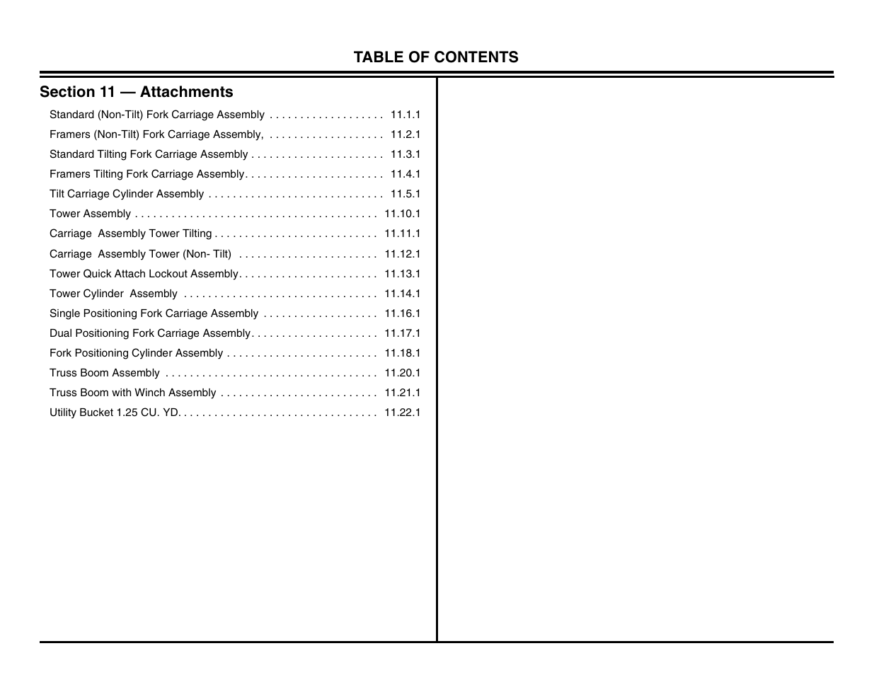 Section 11 attachments, Section 11 — attachments | Lull 644B Parts Manual User Manual | Page 723 / 792