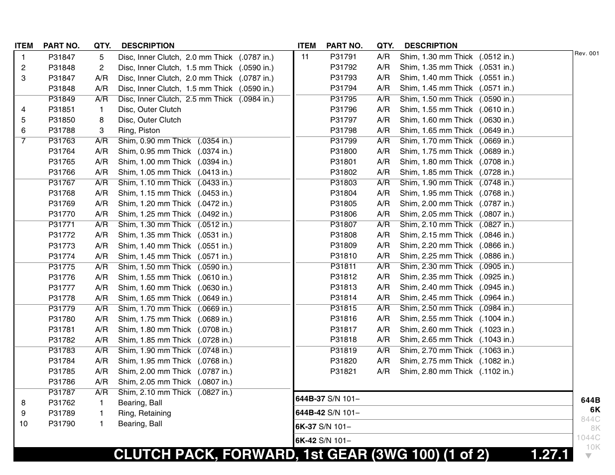 Clutch pack, forward, 1st gear (3wg 100) (1 of 2) | Lull 644B Parts Manual User Manual | Page 73 / 792