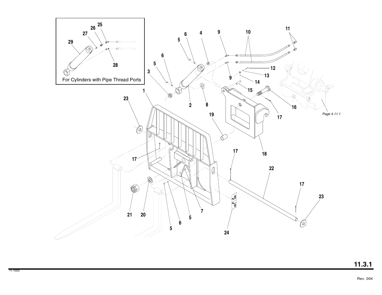 Standard tilting fork carriage assembly | Lull 644B Parts Manual User Manual | Page 732 / 792