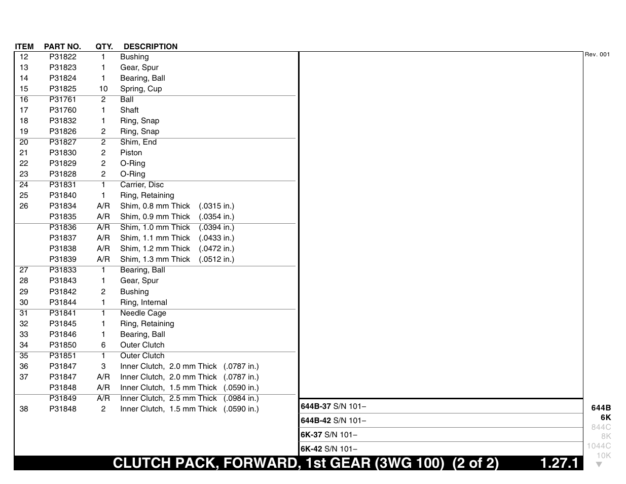 Clutch pack, forward, 1st gear (3wg 100) (2 of 2) | Lull 644B Parts Manual User Manual | Page 75 / 792