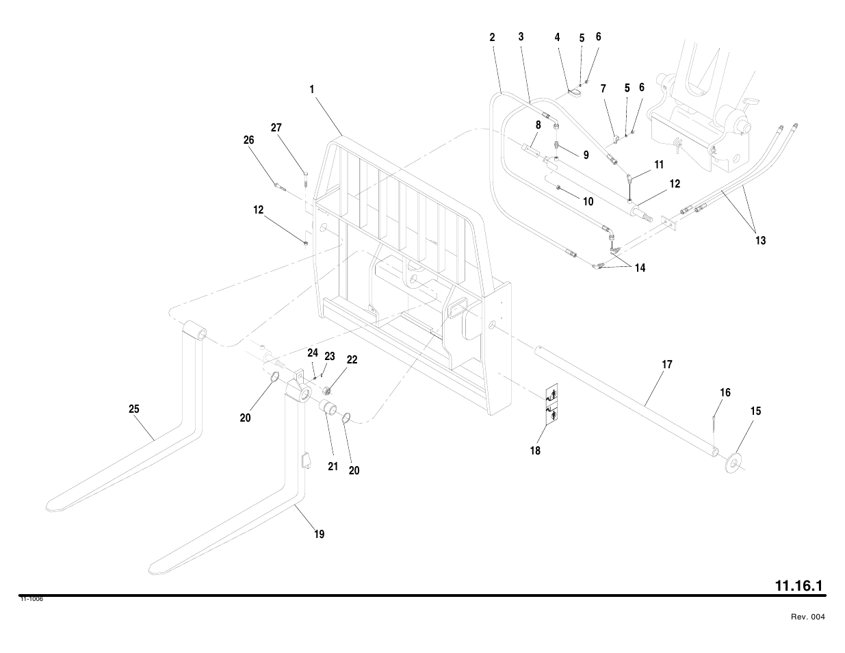 Single positioning fork carriage assembly | Lull 644B Parts Manual User Manual | Page 752 / 792