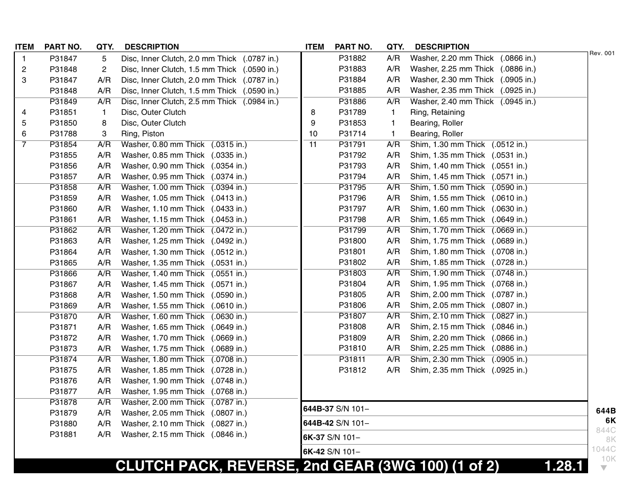 Clutch pack, reverse, 2nd gear (3wg 100) (1 of 2) | Lull 644B Parts Manual User Manual | Page 77 / 792