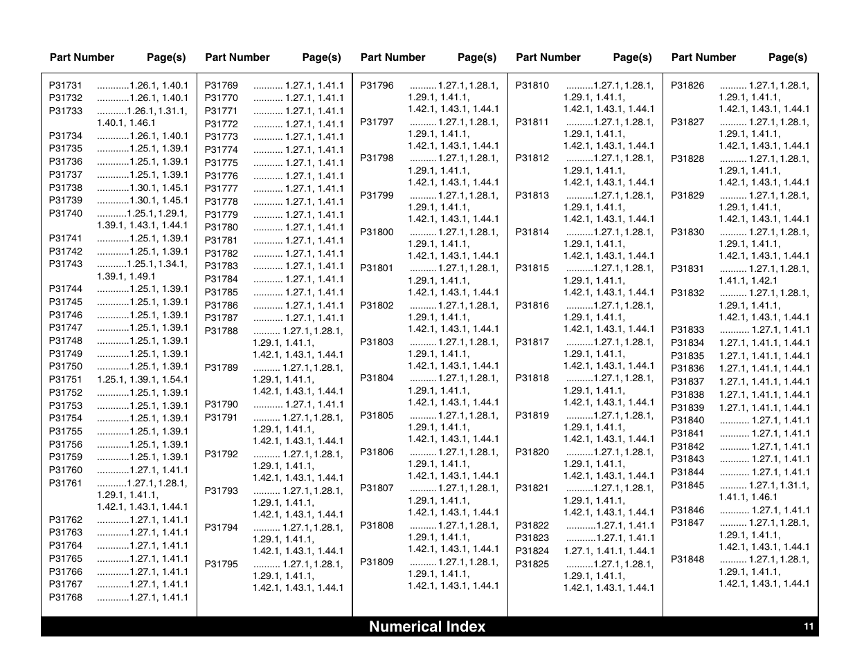 Numerical index | Lull 644B Parts Manual User Manual | Page 775 / 792