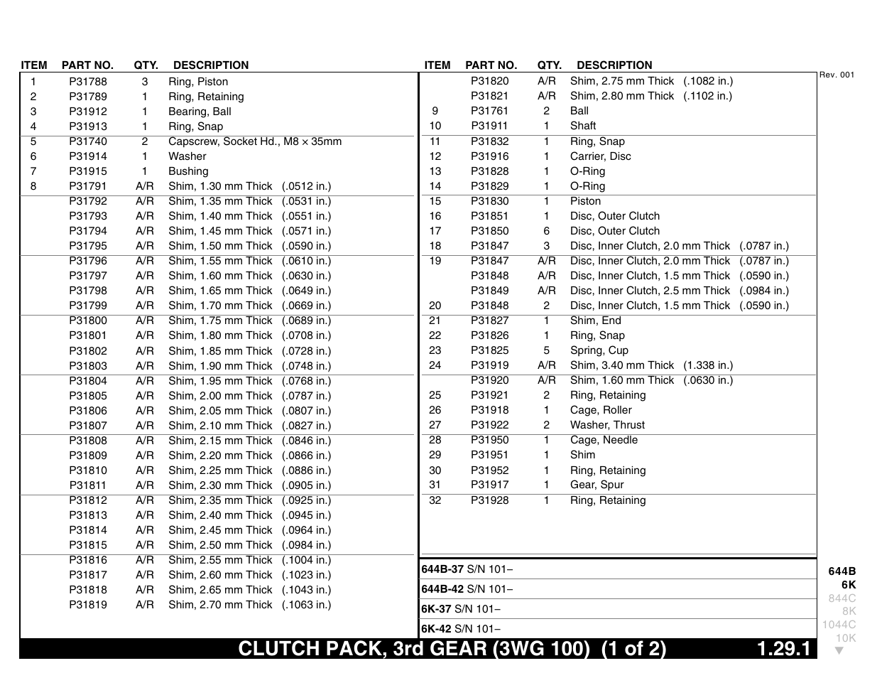 Clutch pack, 3rd gear (3wg 100) (1 of 2) 1.29.1, Clutch pack, 3rd gear (3wg 100) (1 of 2) | Lull 644B Parts Manual User Manual | Page 81 / 792