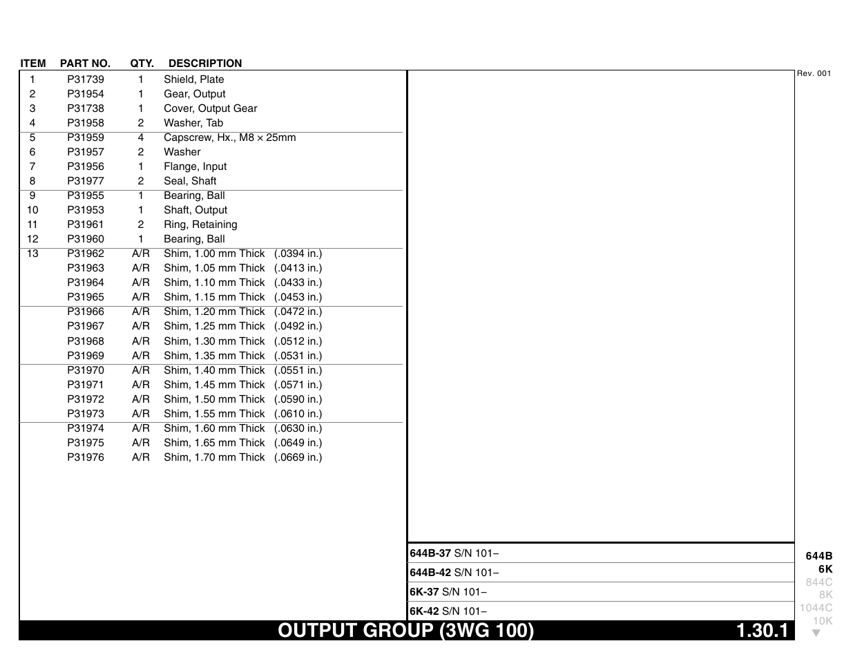 Output group (3wg 100) 1.30.1, Output group (3wg 100) | Lull 644B Parts Manual User Manual | Page 85 / 792