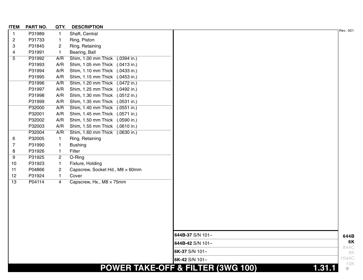 Power take-off & filter (3wg 100) 1.31.1, Power take-off & filter (3wg 100) | Lull 644B Parts Manual User Manual | Page 87 / 792