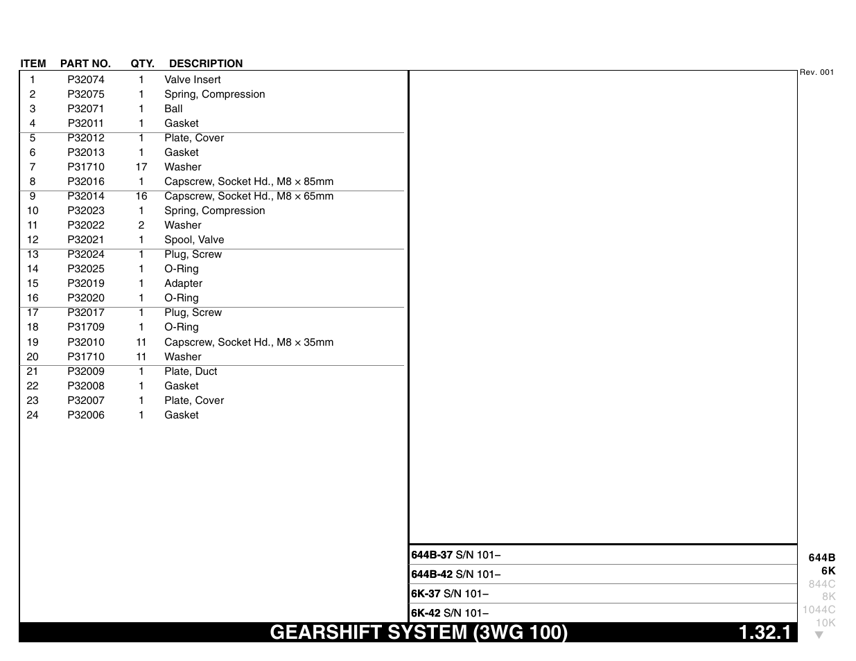 Gearshift system (3wg 100) 1.32.1, Gearshift system (3wg 100) | Lull 644B Parts Manual User Manual | Page 89 / 792