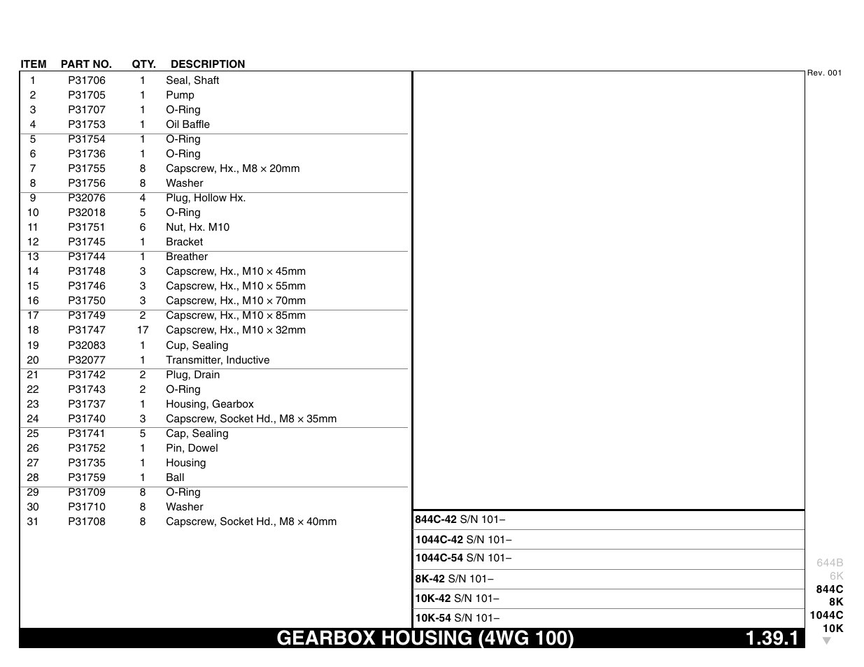 Gearbox housing (4wg 100) 1.39.1, Gearbox housing (4wg 100) | Lull 644B Parts Manual User Manual | Page 97 / 792