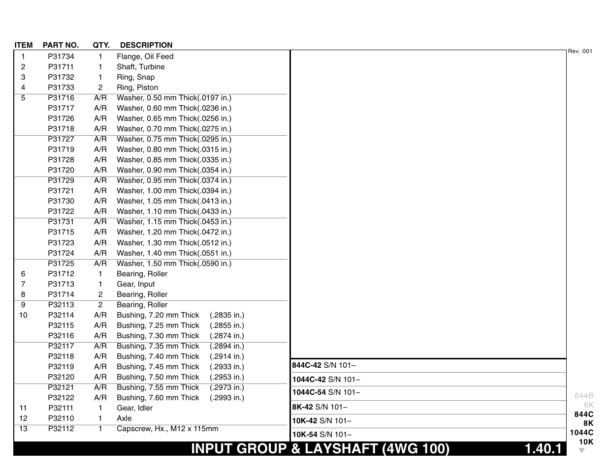 Input group & layshaft (4wg 100) 1.40.1, Input group & layshaft (4wg 100) | Lull 644B Parts Manual User Manual | Page 99 / 792