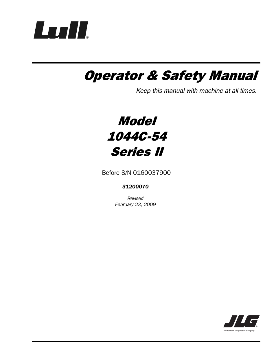 Lull 1044C-54 Series II Operation Manual User Manual | 50 pages