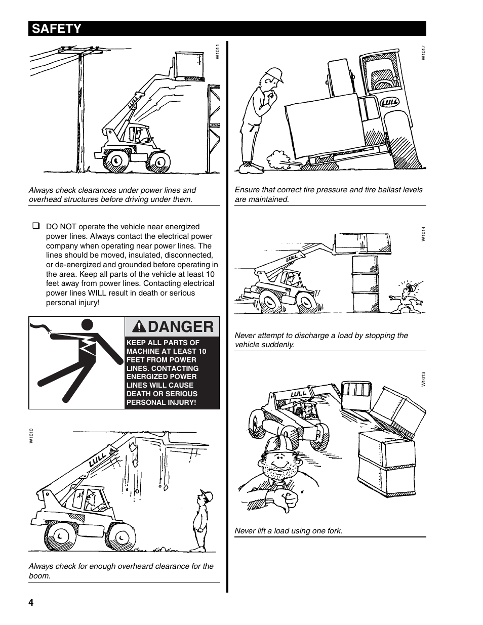 Danger, Safety | Lull 1044C-54 Series II Operation Manual User Manual | Page 12 / 50