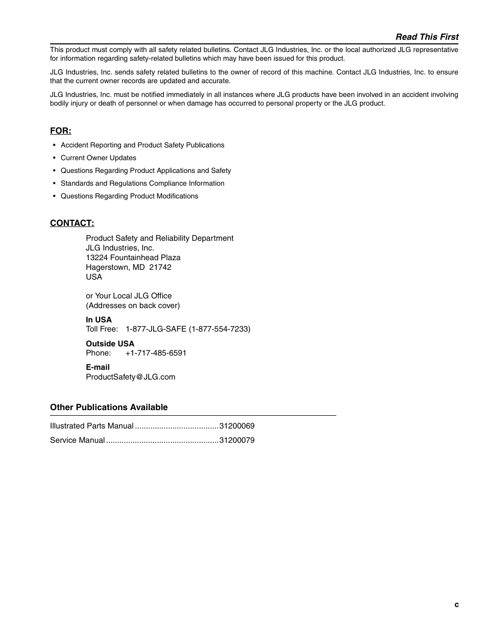 Lull 1044C-54 Series II Operation Manual User Manual | Page 5 / 50