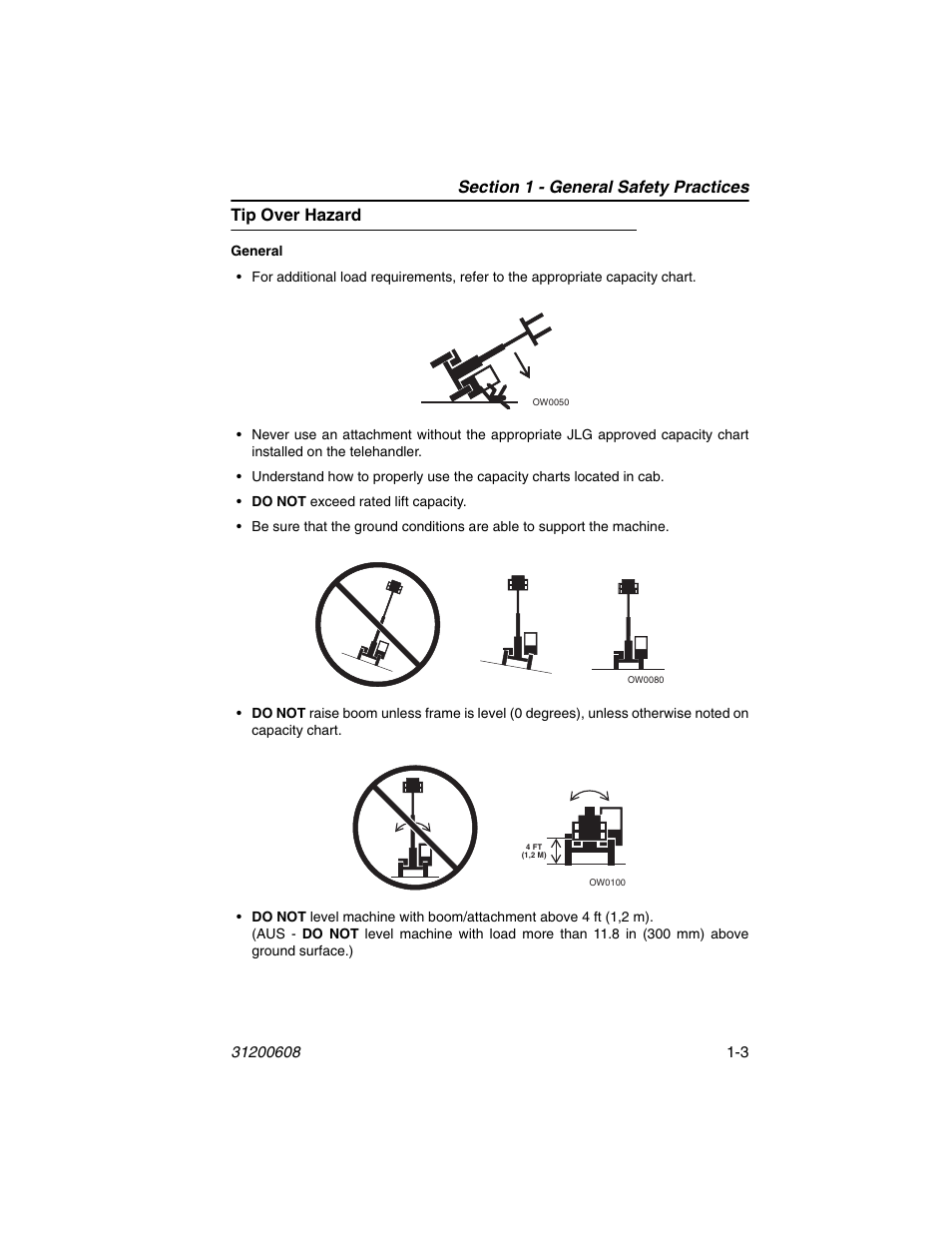 Tip over hazard, Tip over hazard -3 | Lull 1044C-54 Series II Operation Manual User Manual | Page 13 / 150